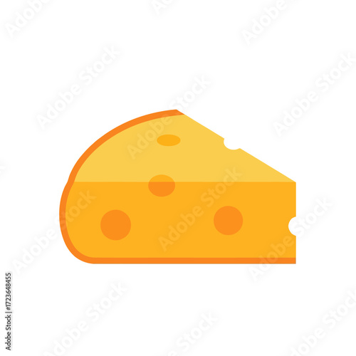 A simple illustration of a triangular cheese wedge with holes, a dairy product.