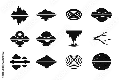 Sunrise surface crater moon vector island hazy lake icon water floating starry
