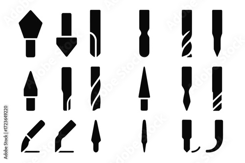 Engraving carving bit head cnc icon vector router mill ball curve tip
