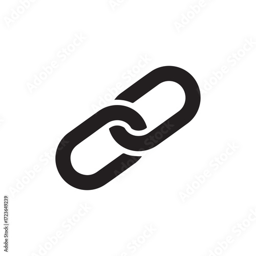 Monochrome Flat Vector Icon of Interlocking Chain Links