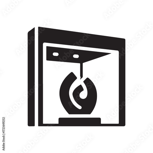 Flat Vector Icon of 3D Printer Producing an Abstract Organic Shape