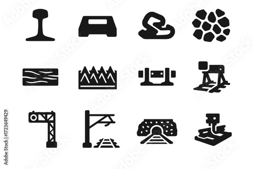 Clip rock under railway insulated wooden vector track icon beam infrastructure fastening