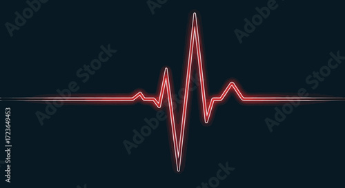 Red heart rate pulse line on dark background.