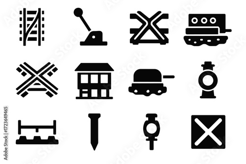 Vector switch railway frog icon icons mechanism under rails rail lamp