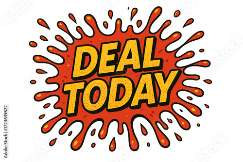 Splash, deal today icon set. promotional, cartoons, sale icons in filled style