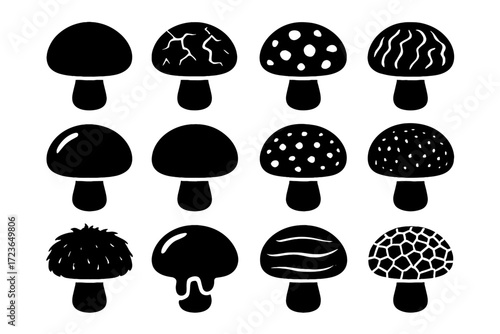 Skin vector dome bumpy textures wrinkled veined icon cap mushroom top ridges
