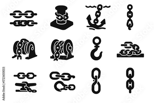 Bollard deck marine icon detail ship nautical chain icons vector over winch
