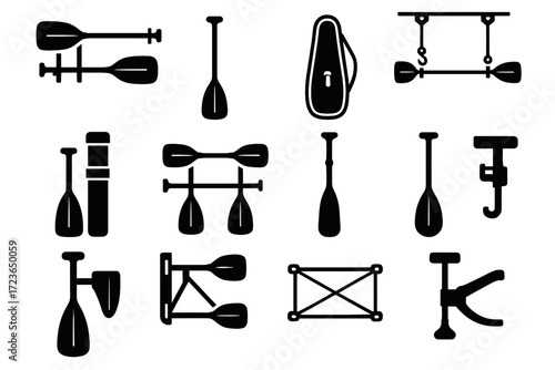 Icons storage paddle icon rack vector wall system hook deck bracket