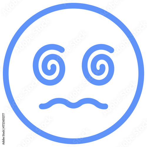 Dizzy Outline Blue Color Icon