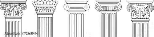 Detailed Corinthian Order Column Vector Illustration Classical Architectural Element Drawing Style