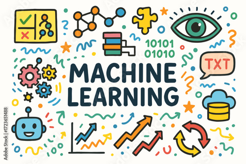 “machine learning linear icon set: ai, data analytics, technology line illustrations”