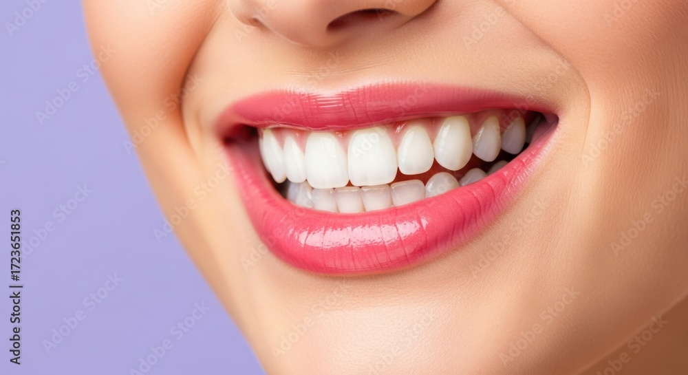 Fototapeta premium Close-up of a Smiling Woman with Braces on Teeth