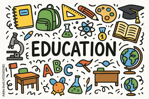 Education, learning flat icon set. school, classroom, study icons flat collection