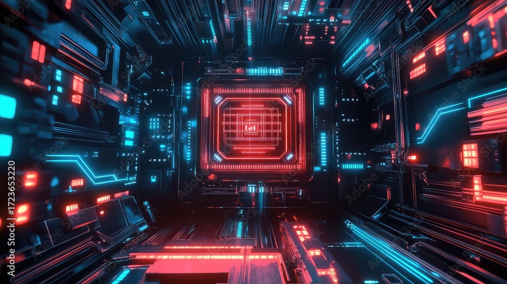 Obraz premium electronics flickering digital circuit in a futuristic design