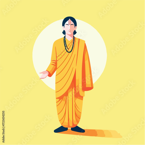 Buddhist Monk with Offering