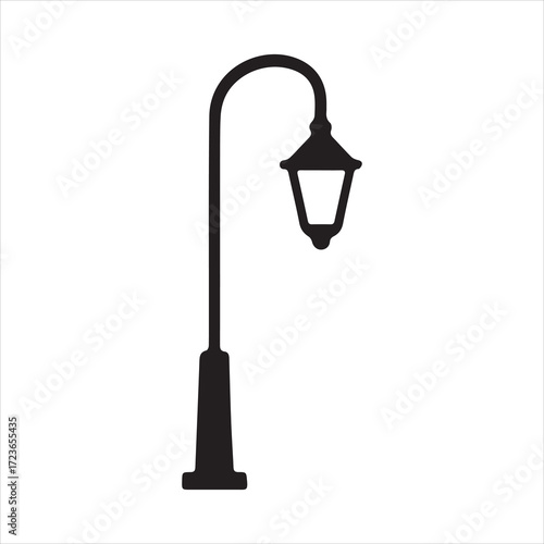 Street Lamp icon silhouette vector with white background