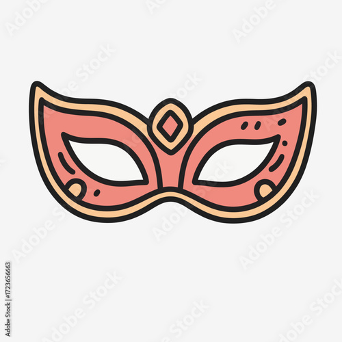 An elegant and simple illustration of an ornate Venetian-style masquerade mask, a classic and timeless icon symbolizing mystery, celebration, and theatrical arts.
