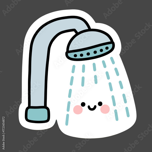 An adorable and happy kawaii-style shower head with a cute smiling face, a charming and playful character for children's bath time and bathroom decor.
