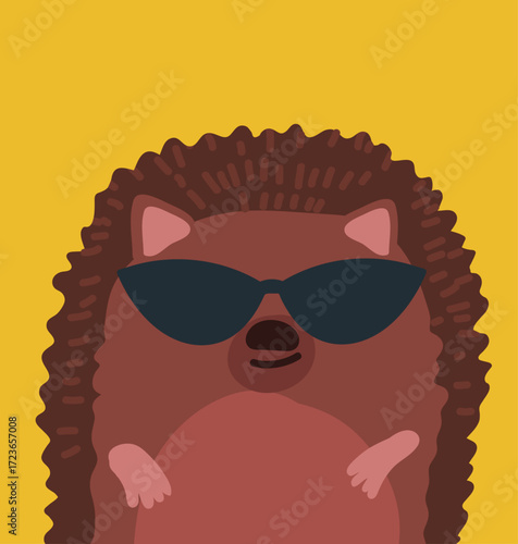 Hedgehog Animal Detective Character , avatar, hand drawn Vector Illustration