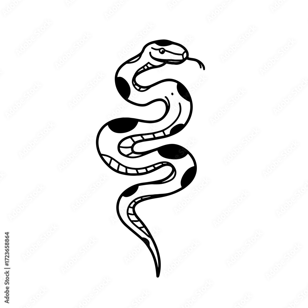 Fototapeta premium Anaconda. Anaconda simple black and white line art vector logo