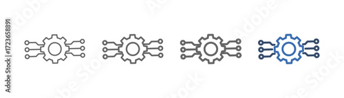
outline icon set automation with gear design and digitalization