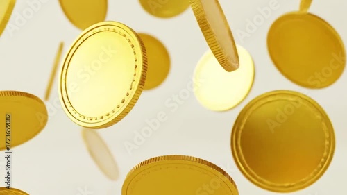 Golden Coins Falling, Abstract Financial Success Animation