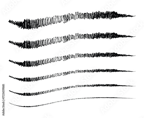 Brush Scribble Hand Drawn Ink Stylish Border Set Design Vector Illustration
