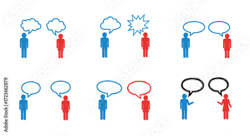 Illustrating different types of conversations and communication exchanges between people.