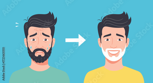 Transforming a stressed and unkempt beard into a well-groomed and happy look.