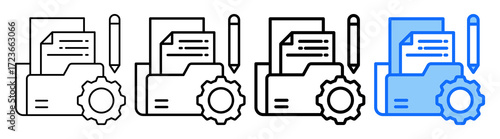 Record Management Icon Different Style Outline Collection Set