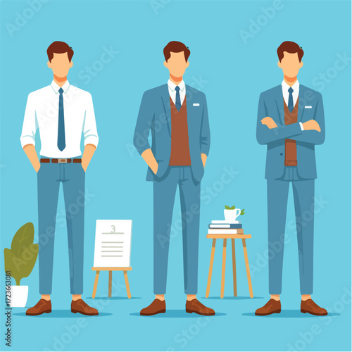 Businessman cartoon character set illustration