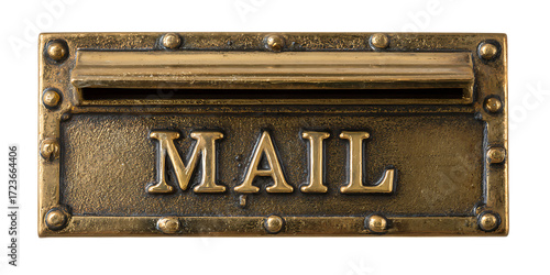 Vintage brass mailbox with the word MAIL