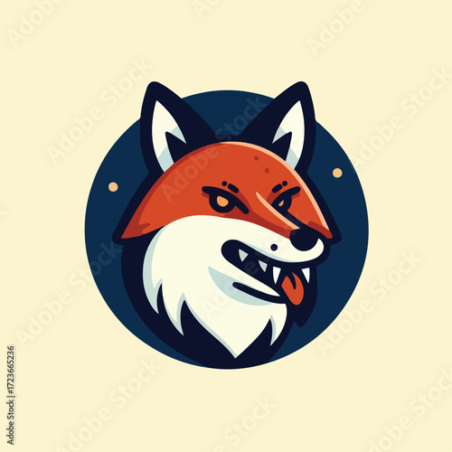 flat illustration of fox head logo