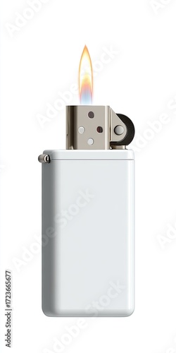 White rectangular lighter with a flame