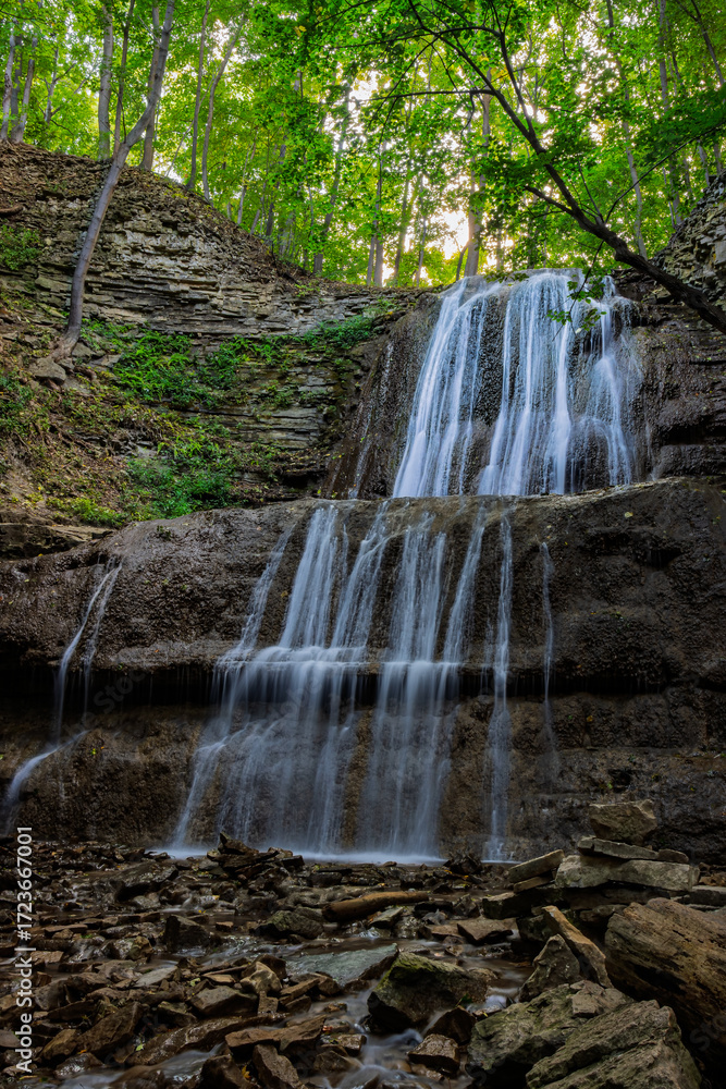 Fototapeta premium Sherman Falls at the end of summer, Hamilton, ON, Canada