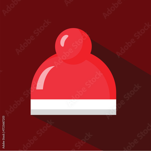 Winter hat flat icon isolated on meroon background. Simple winter hat sign symbol in flat style. Vector illustration for web and mobile design.