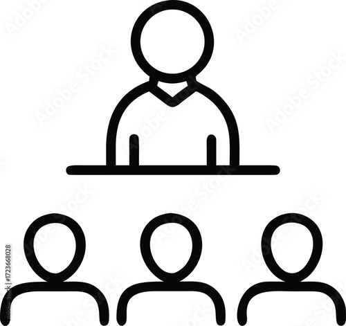 person speaking to a group outline icon for press conference