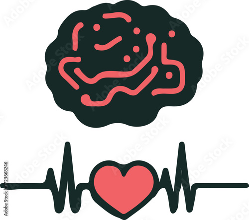 World Mental Health Day Vector with Brain and Awareness Ribbon