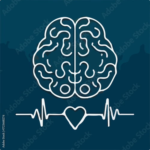 World Mental Health Day Vector with Brain and Awareness Ribbon