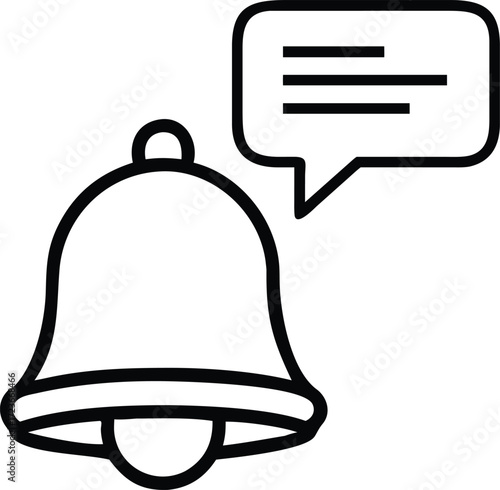 speech bubble bell outline vector icon
