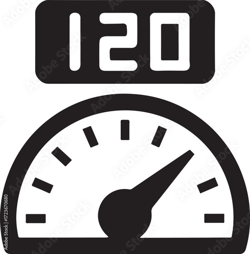 Silhouette vector of digital speed gauge icon symbol for performance, dashboard, and test.