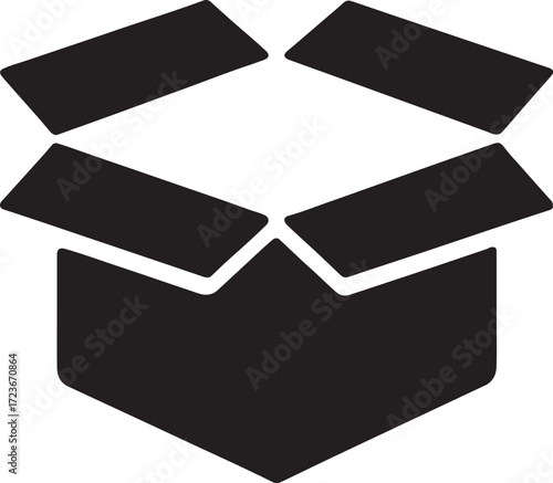 Silhouette vector of open cardboard box icon symbol for storage, delivery, and package.