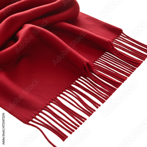 Luxurious vibrant red cashmere wool scarf with soft fringe elegant plush warm cozy accessory