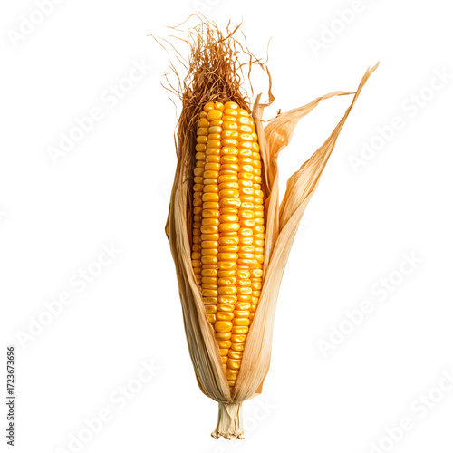 Isolated Dried Corn Cob on White Background for Stock Photos
