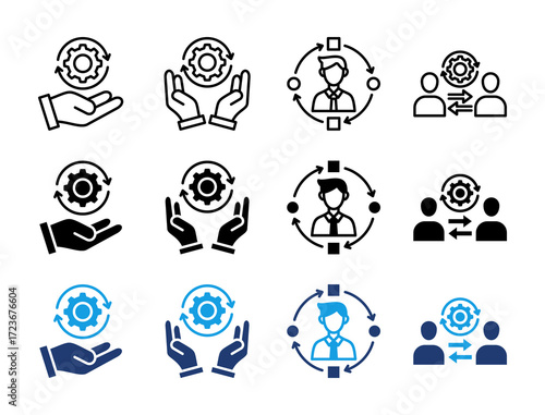 Business Process and Collaboration Icon Set. Containing Workflow, Management, Teamwork, Adaptation, and Approach Icons Collection.