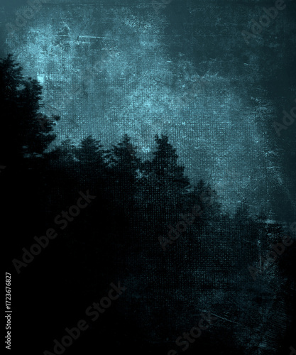 Dark scary horror forest, autumn landscape