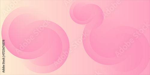 Minimalist banner background, pastel colorful, pink and yellow gradations. Circle effect style geometric, abstract background. vector