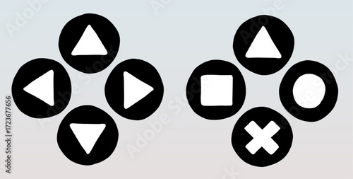 Game buttons directions gaming console controller button collection vector flat round