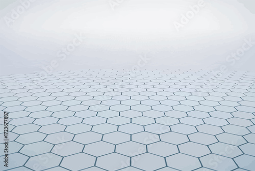 Abstract background with hexagon pattern in perspective view.