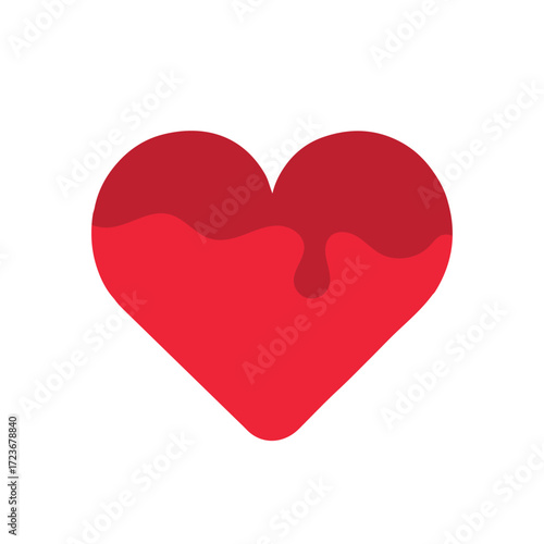 Red heart vector with dripping blood effect, symbolizing heartbreak, sadness, and emotional pain. Suitable for gothic art, horror themes, dark romance, Halloween designs, and creative abstract concept
